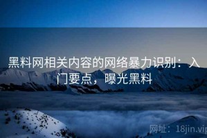 黑料网相关内容的网络暴力识别：入门要点，曝光黑料