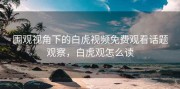 围观视角下的白虎视频免费观看话题观察，白虎观怎么读